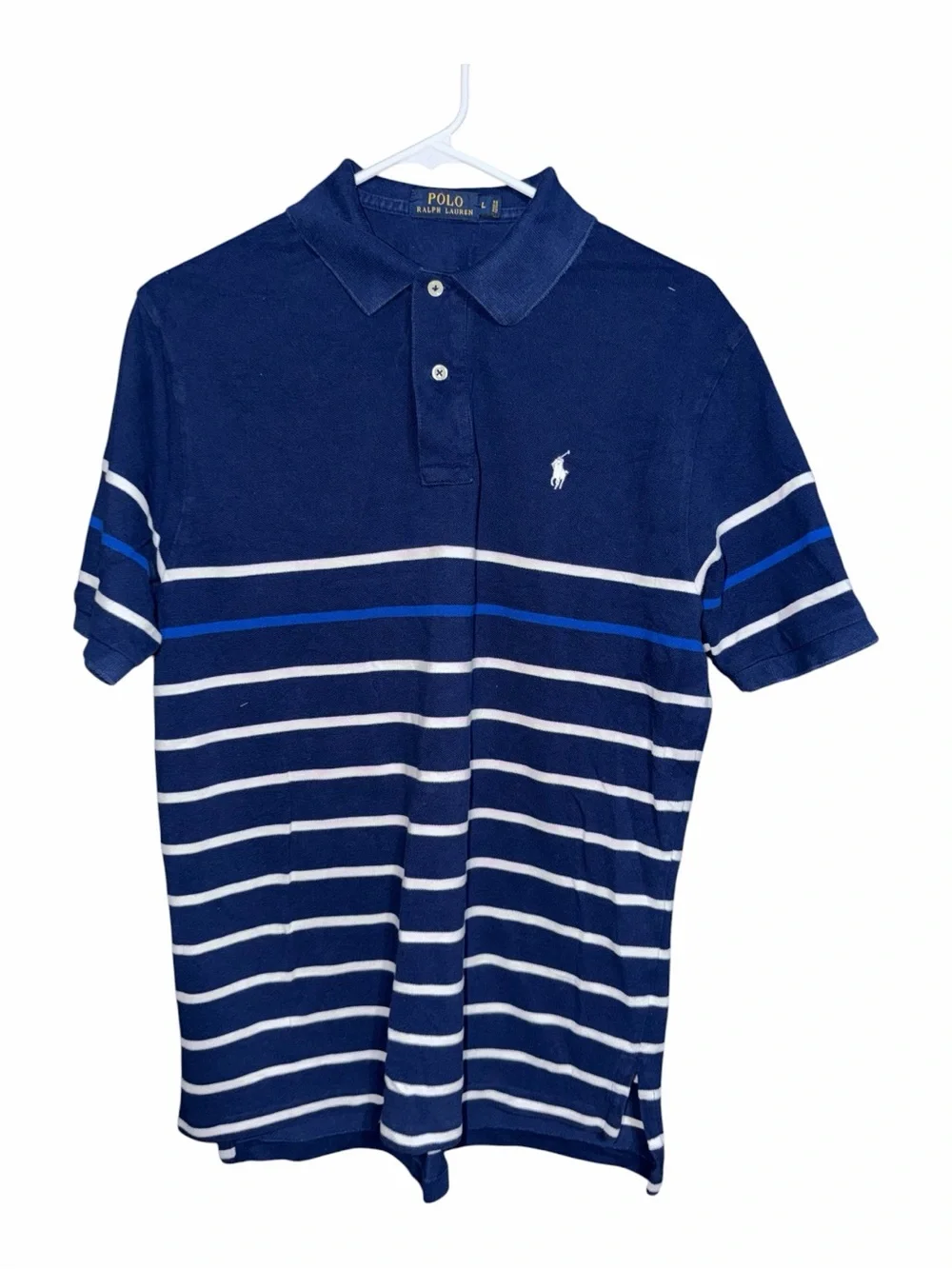 Polo by Ralph Lauren Navy Polo with White & Royal Blue Stripes